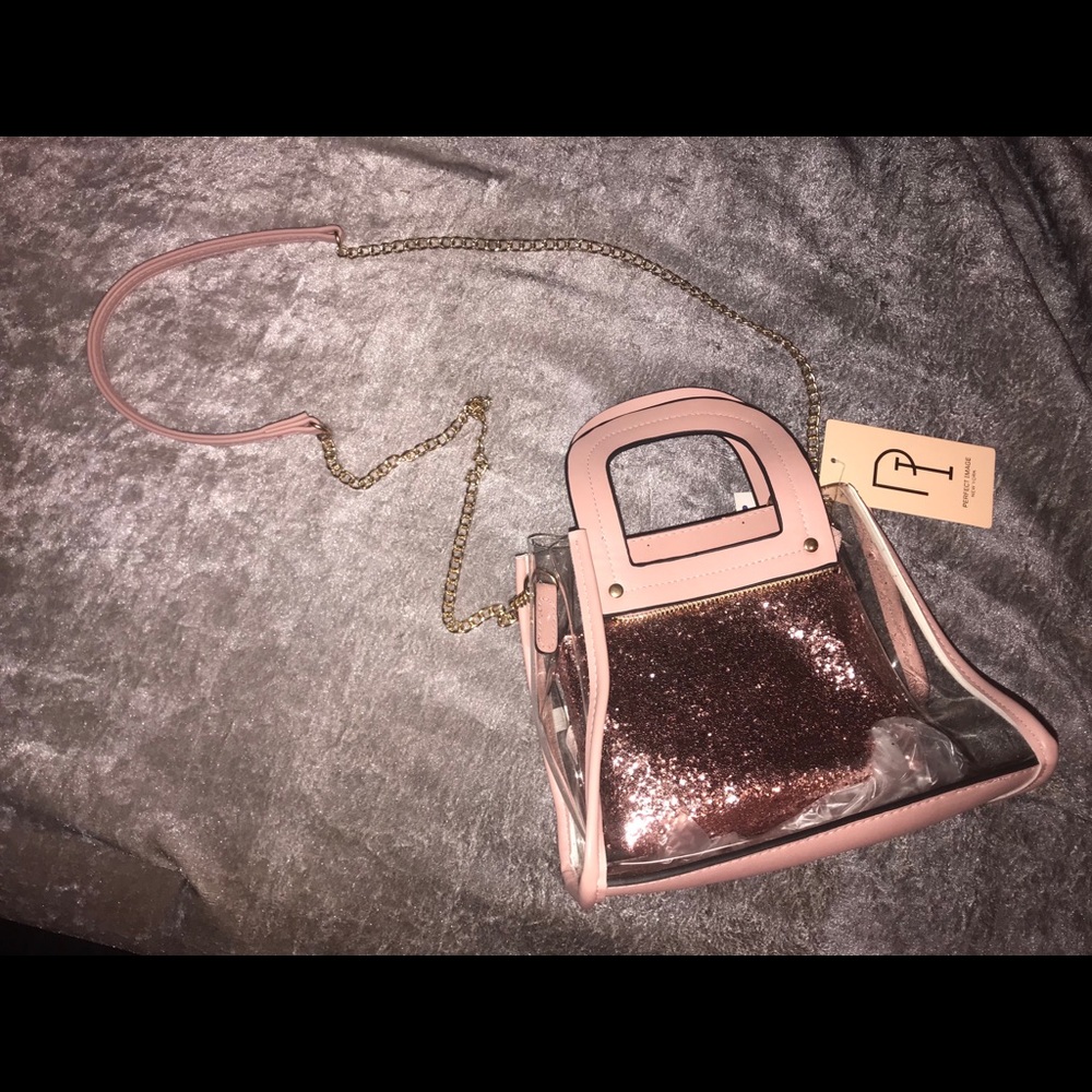 Clear purse w/ rose gold insert